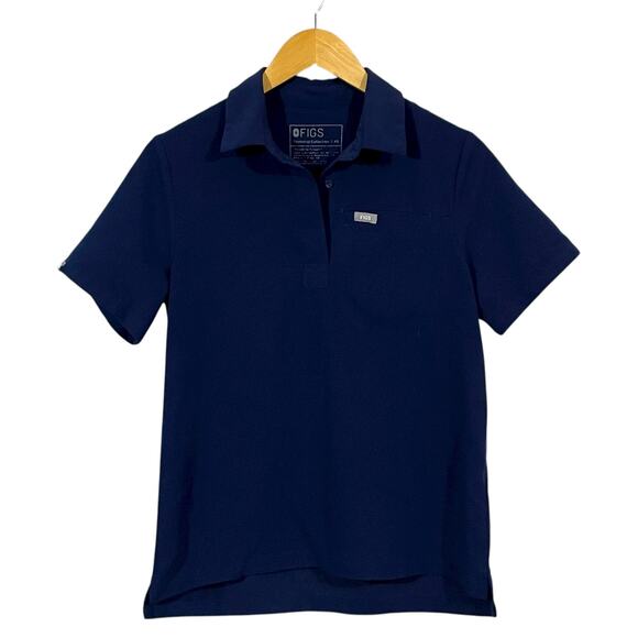 FIGS Nala Short Sleeve Scrub Polo Top - Blue - XS - Picture 1 of 10